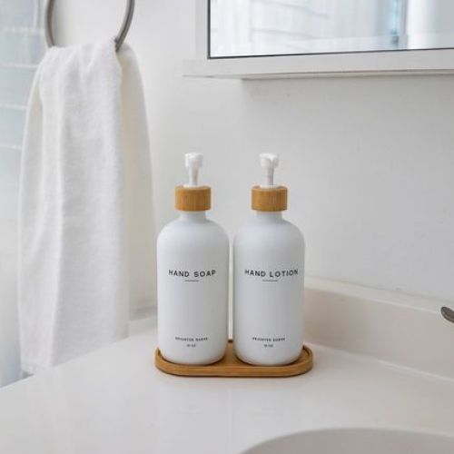 Complimentary hand soap and lotion available in the bathroom.