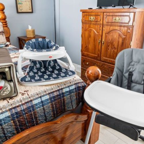 We’ve got the little ones covered with a highchair and pack ‘n play ready to use.