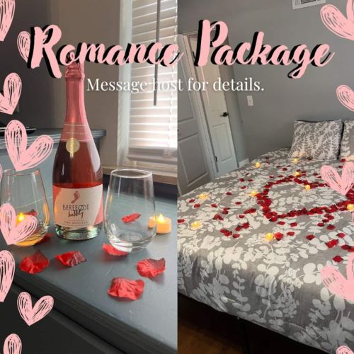 Ask me about adding on the "Romance Package" to your stay. The package is complimented with champagne, tea-lights, and rose petals. Perfect for honeymoons, engagements, and couple getaways.