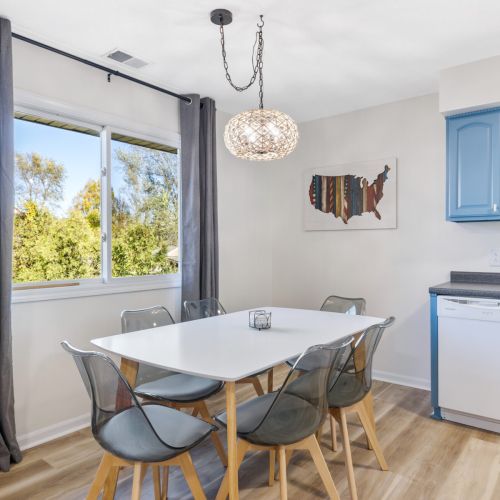 Dining area in upper unit