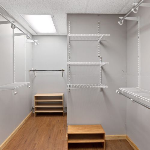 Spacious walk in closet.
