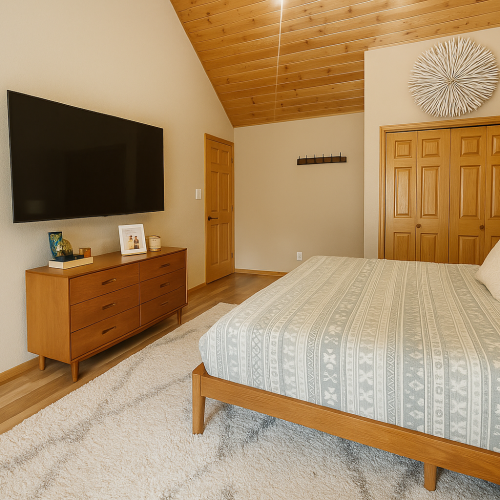 Master bedroom also includes a dresser, spacious closet and Smart TV