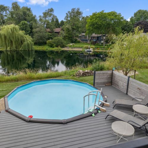 Perfect spot to relax by the above ground pool!