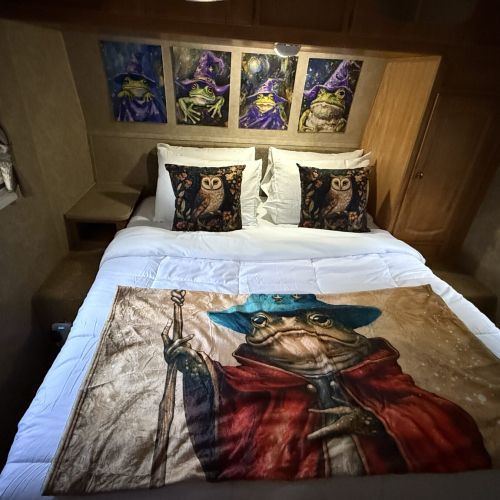 Cozy sleeping area, perfect for a restful night in the travel trailer.