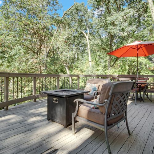 Gas Fire Pit on Back Deck