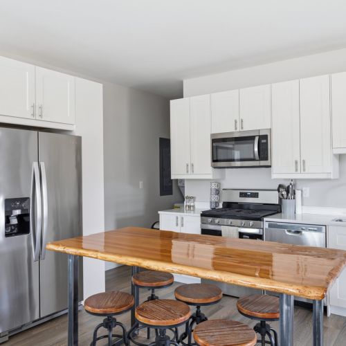 Open Kitchen and Dining Space.