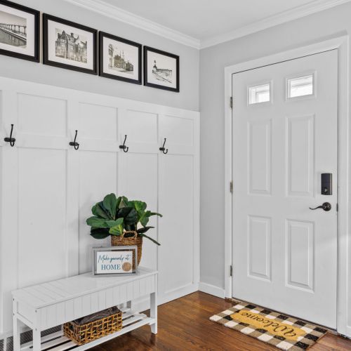Entryway with Coat Hooks and Shoe Bench
