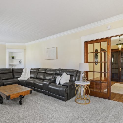 Living room view to the front entrance.