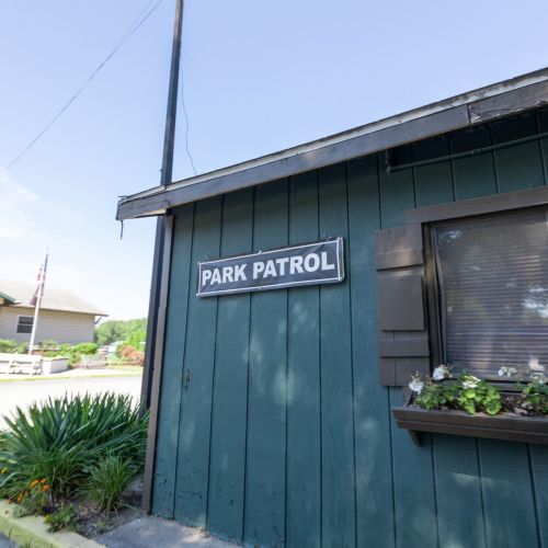 View of the park patrol building, giving a sense of safety and support available within the campground.