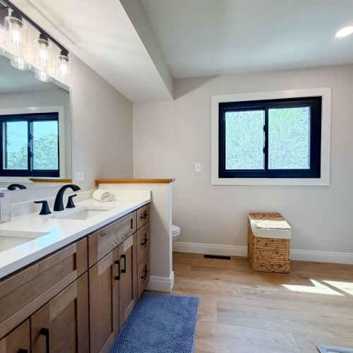 Comfortable master bath designed for convenience during your stay.