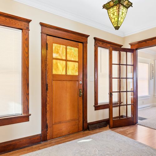 Secure and welcoming front door, providing easy access to the home.
