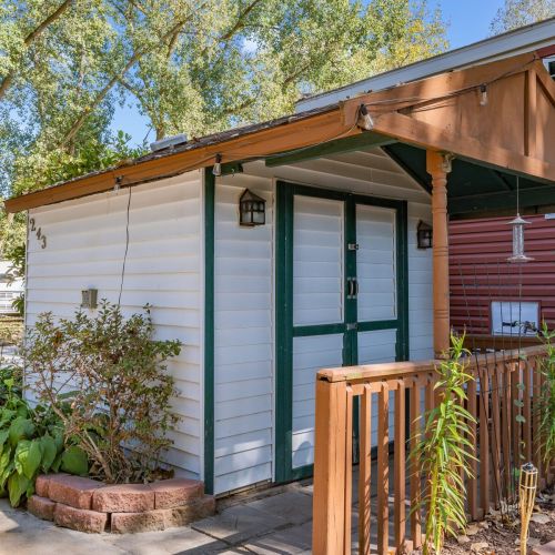 Convenient shed on the property for extra storage and keeping outdoor gear organized.