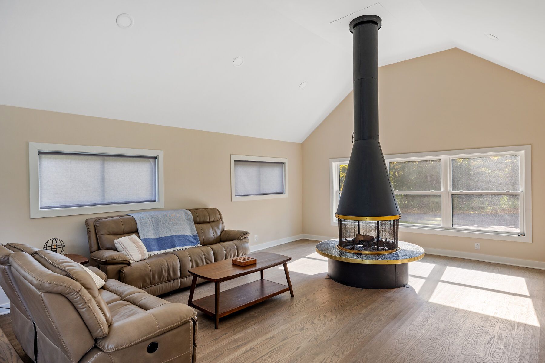wood burning fireplace