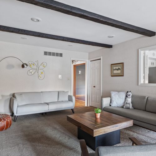 Sitting area with a fireplace, perfect for gatherings or quiet nights in.