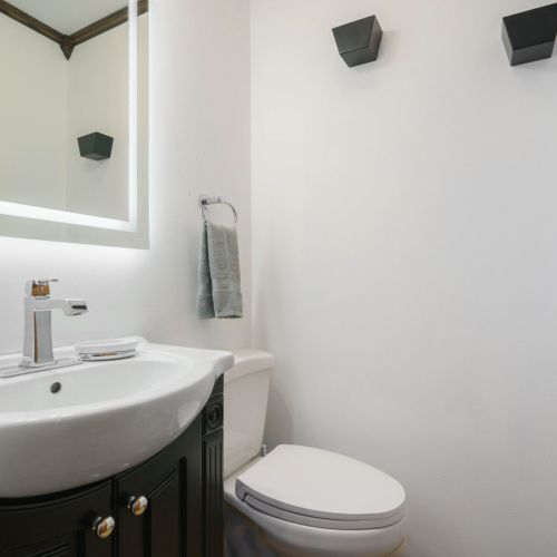 A half bath for added convenience..