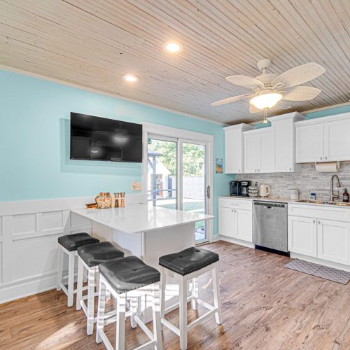 Breakfast nook sitting or extra food prep area.