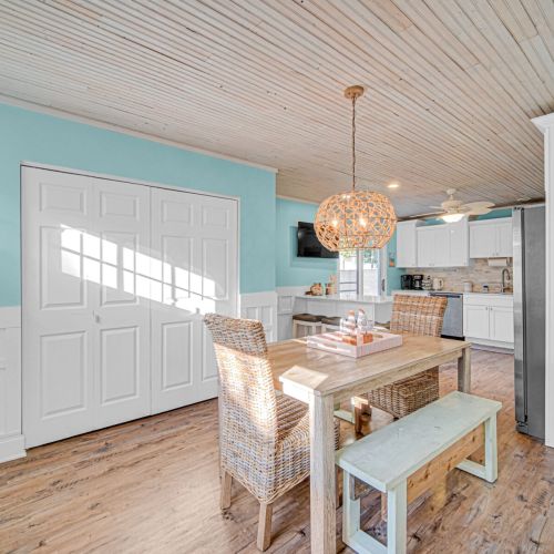 Gather around the dining table for family meals, games, or planning your next Indiana Dunes adventure.