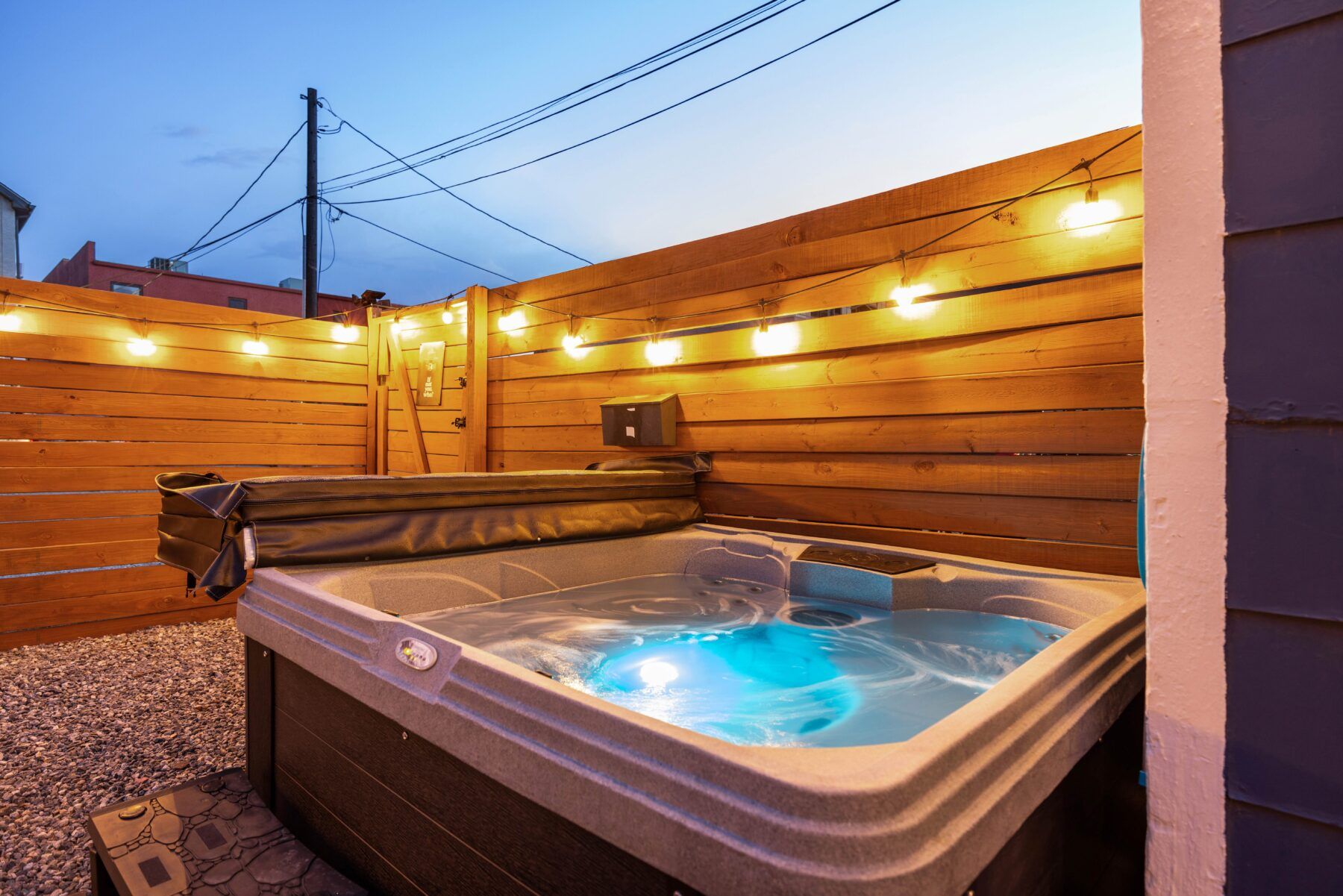 Hot tub comfortably seats 4.  This is not a shared tub and exclusively for the use of Downtown Putter