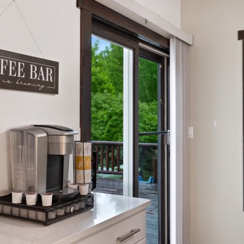 Coffee Bar area and the doorway to the deck.
