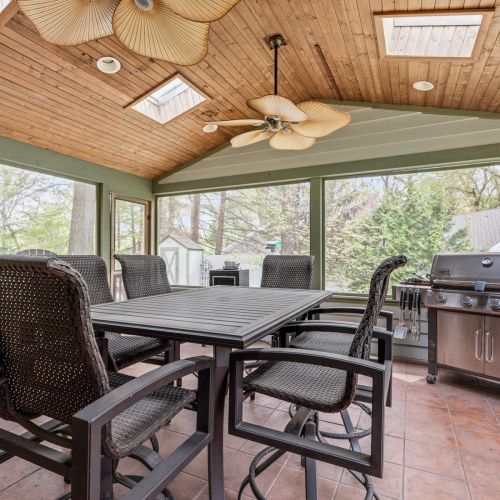 Screened in Porch with Grill Connected to House