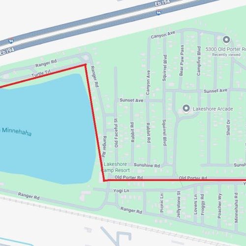 Custom map showing the park model’s precise site and address for convenient navigation.