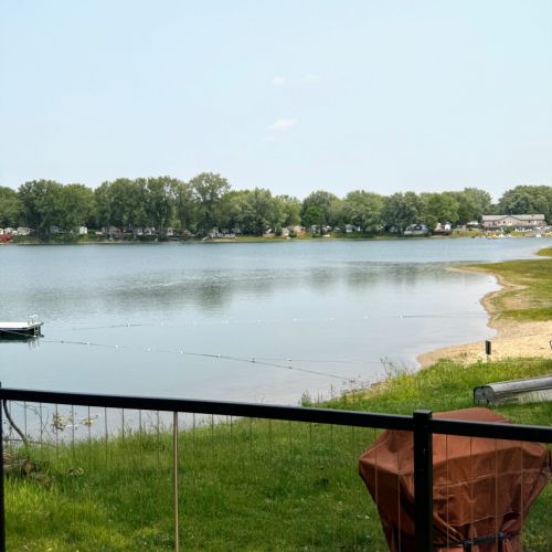 Beautiful lake views right outside the property, offering a peaceful campground setting with easy water access.