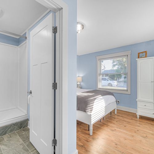Primary Bedroom with attached full bathroom.