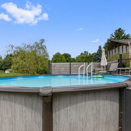View of the pool from ground level.