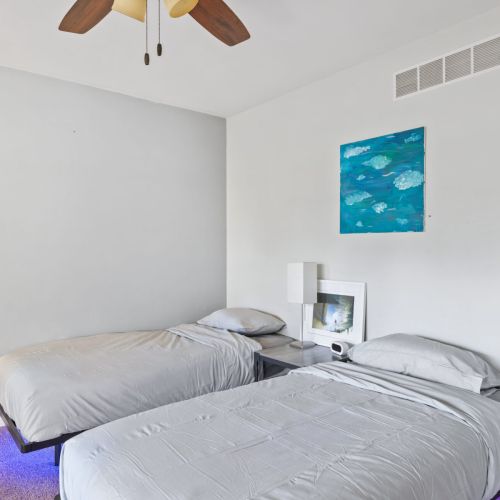 Bedroom 4 has two single beds that can be pushed together to make a double if need be.