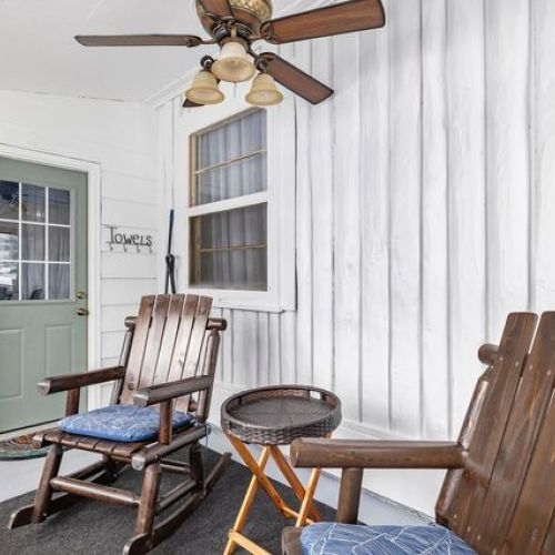 Another view of the three-season room, showing one of the entry doors.