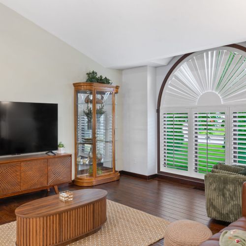 Comfortable living room with smart TV.