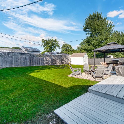 Fenced in back yard, room for kids to play with the stocked shed nestled in the back corner of the property.