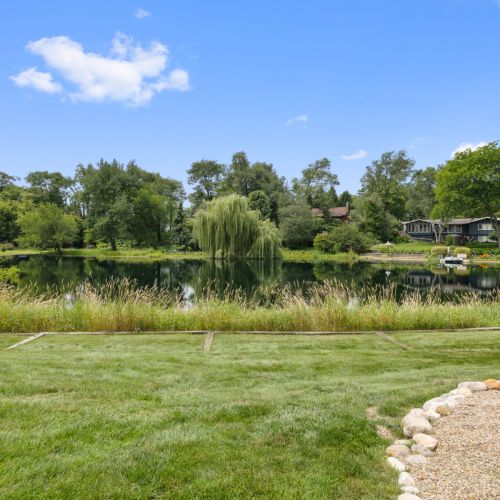 View 2 of backyard view of the pond.